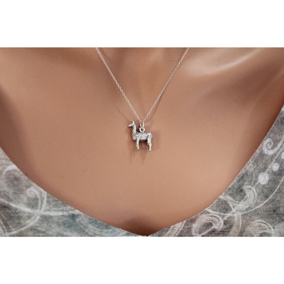 Sterling Silver 3D Llama Charm Necklace - Picture 3 of 4